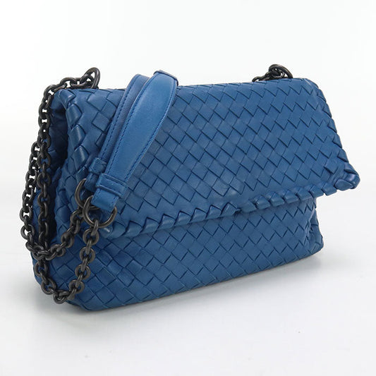 BOTTEGA VENETA Chain INTRECCIATO leather/ChainShoulder Bag blue Women