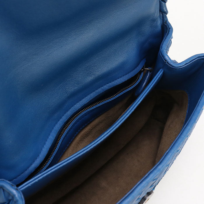 BOTTEGA VENETA Chain INTRECCIATO leather/ChainShoulder Bag blue Women