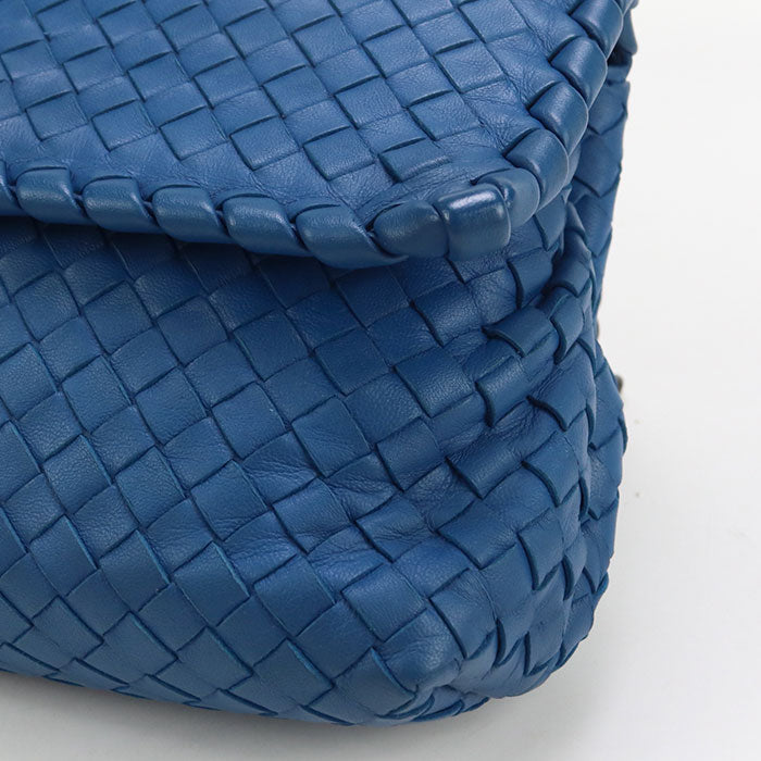 BOTTEGA VENETA Chain INTRECCIATO leather/ChainShoulder Bag blue Women