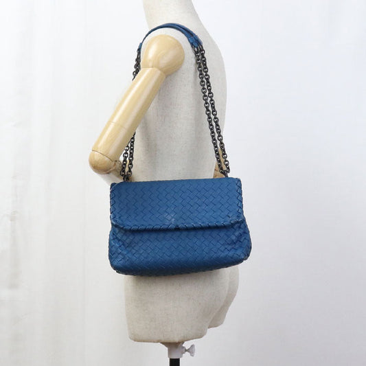 BOTTEGA VENETA Chain INTRECCIATO leather/ChainShoulder Bag blue Women