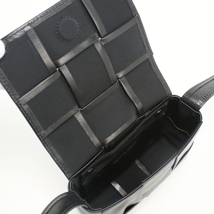 BOTTEGA VENETA candy cassette Diagonal shoulder bag lambskin black Women