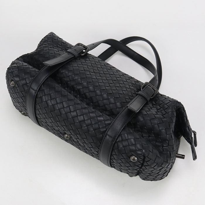 BOTTEGA VENETA INTRECCIATO Mini Boston leather black Women