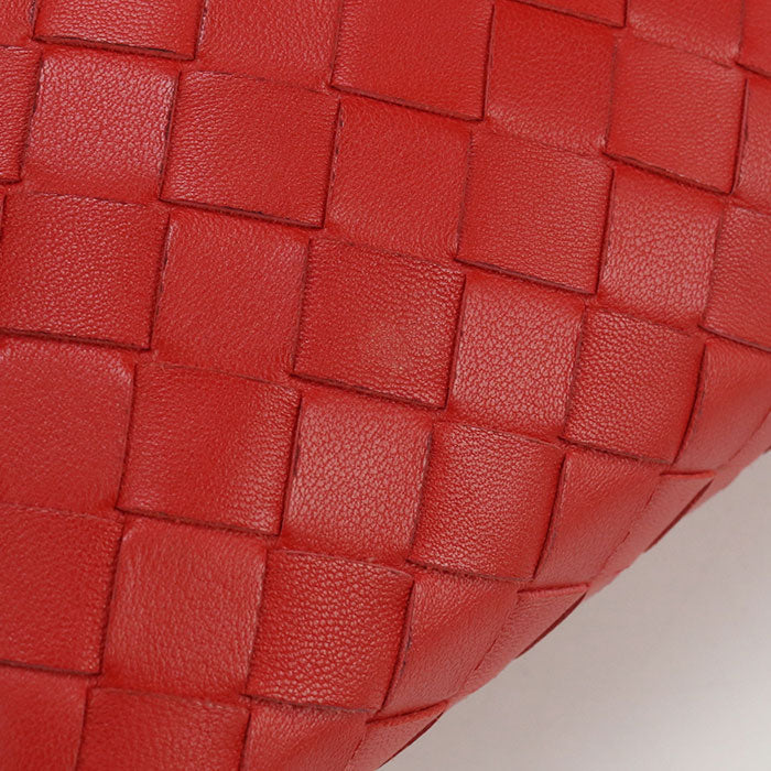 BOTTEGA VENETA INTRECCIATO Diagonal shoulder bag leather Red Women