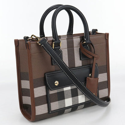 BURBERRY 81122281 Freya 2WAY Mini Burberry check Handbag PVC Brown Women