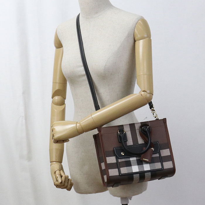 BURBERRY 81122281 Freya 2WAY Mini Burberry check Handbag PVC Brown Women