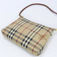 BURBERRY Clutch bag Shadow Horse Nova Check PVC coated canvas beige Women