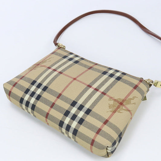 BURBERRY Clutch bag Shadow Horse Nova Check PVC coated canvas beige Women