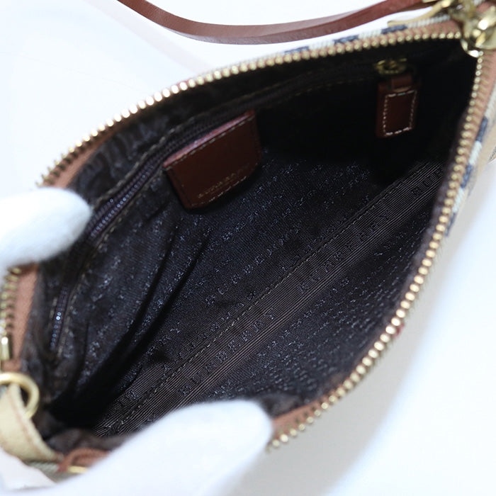 BURBERRY Clutch bag Shadow Horse Nova Check PVC coated canvas beige Women