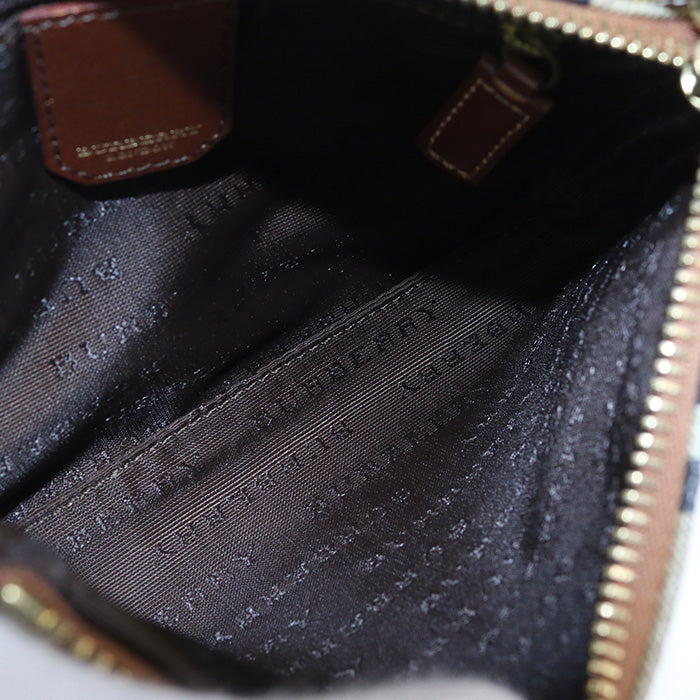 BURBERRY Clutch bag Shadow Horse Nova Check PVC coated canvas beige Women