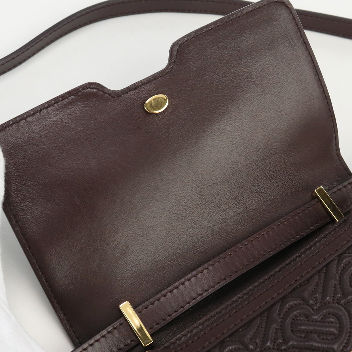 BURBERRY TB Shoulder Bag Diagonal shoulder bag leather brown Women