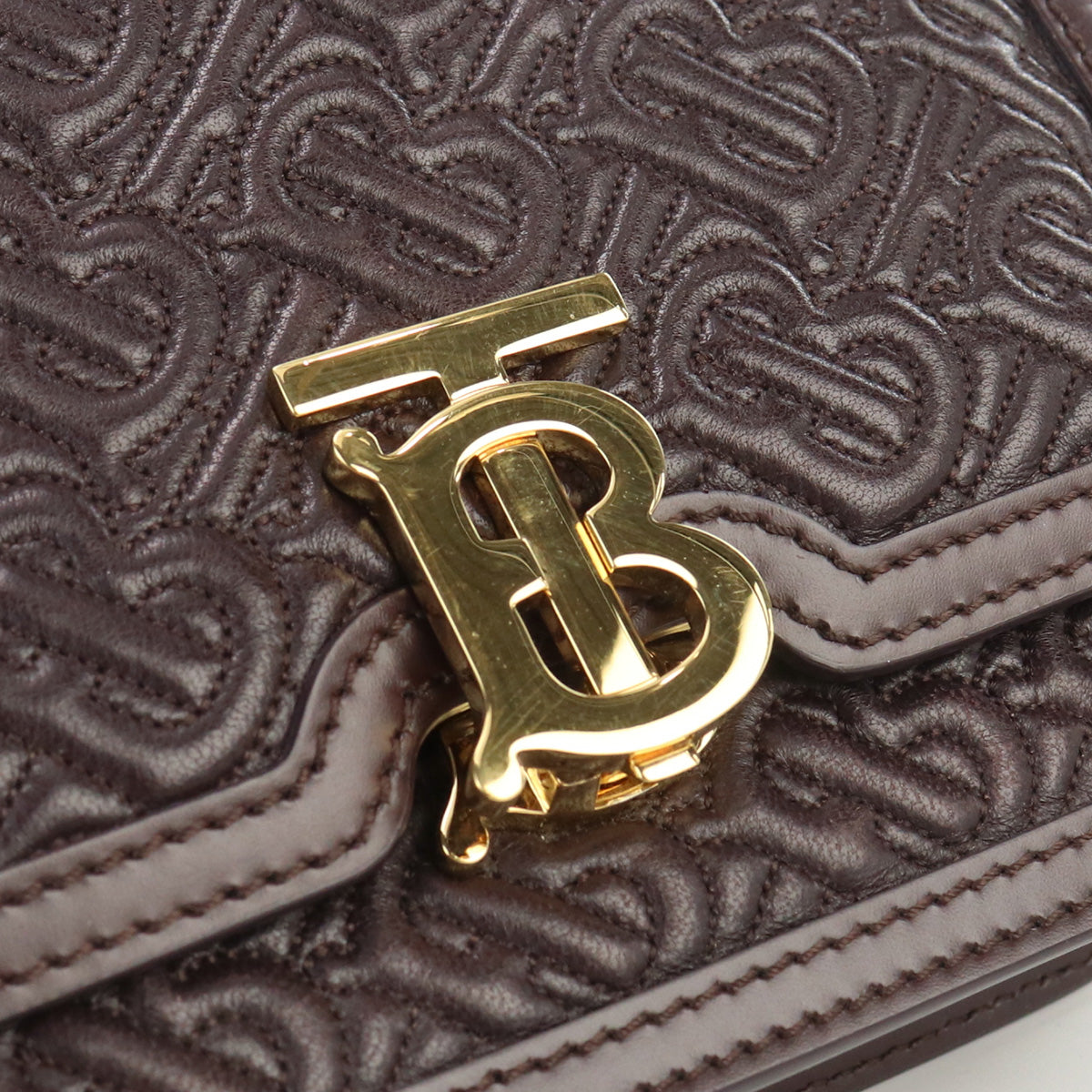BURBERRY TB Shoulder Bag Diagonal shoulder bag leather brown Women