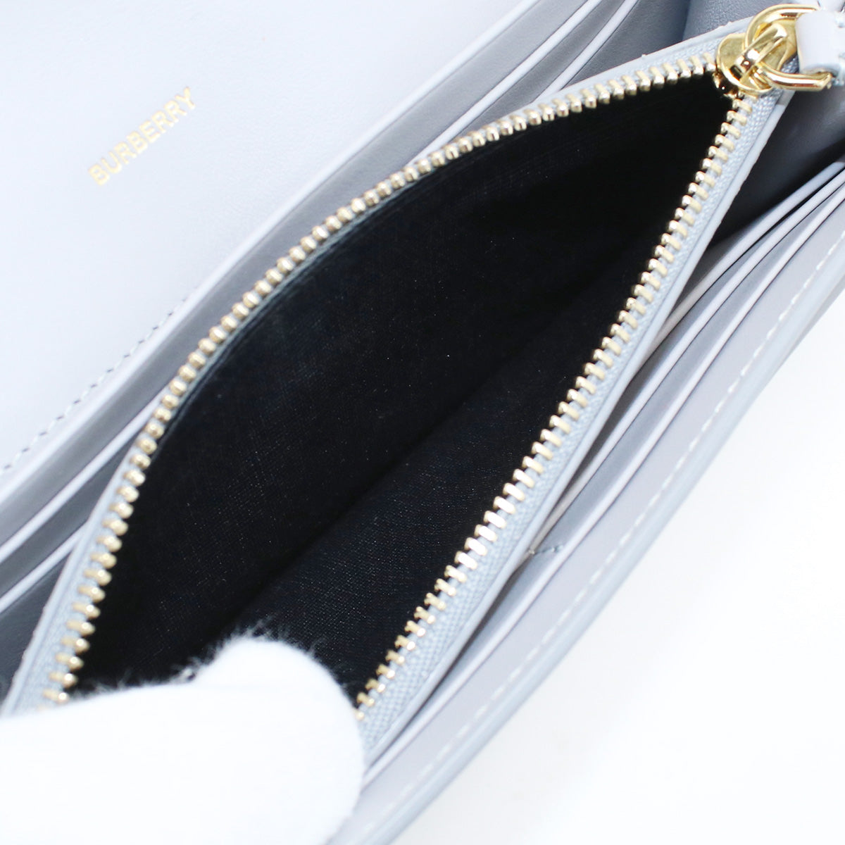 BURBERRY TB Continental Wallet Purse folio leather long wallet Color: gray Women