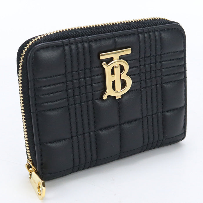 BURBERRY 8049292 Coin case roller Quilted Zip Wallet leather/metal black Women