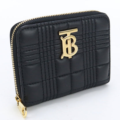 BURBERRY 8049292 Coin case roller Quilted Zip Wallet leather/metal black Women