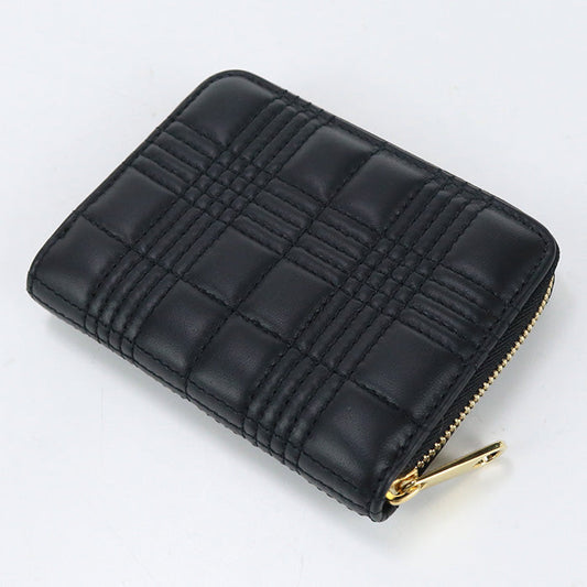 BURBERRY 8049292 Coin case roller Quilted Zip Wallet leather/metal black Women
