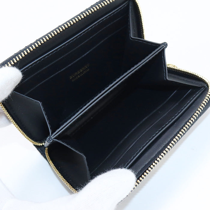 BURBERRY 8049292 Coin case roller Quilted Zip Wallet leather/metal black Women
