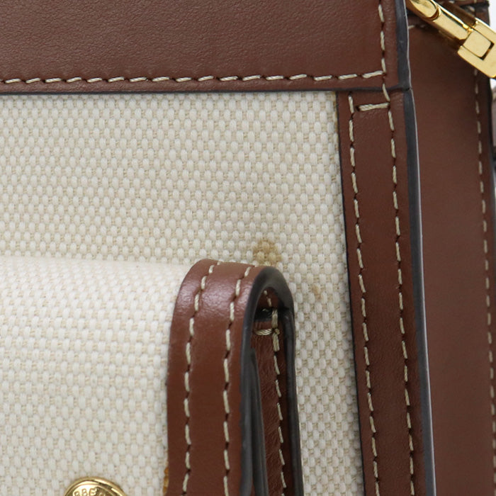 BURBERRY 8028062 Handbag Mini pocket bag 2WAY Handbag canvas,leather beige Women Used Authentic