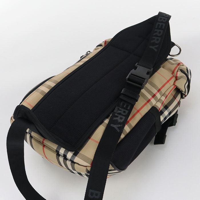 BURBERRY 8014430 body bag Vintage check body bag cotton/Nylon beige mens Used Authentic