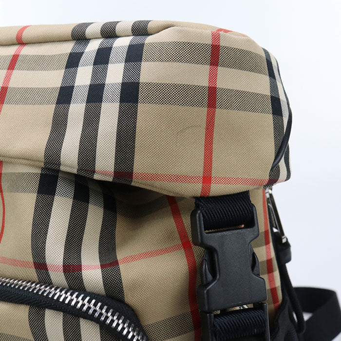 BURBERRY 8014430 body bag Vintage check body bag cotton/Nylon beige mens Used Authentic