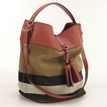 BURBERRY 4050677 Shoulder Bag Nova Check Mega Check Tassel 2WAY Bucket Bag cotton, Jute Multicolor Women