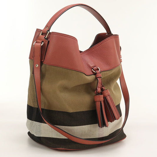 BURBERRY 4050677 Shoulder Bag Nova Check Mega Check Tassel 2WAY Bucket Bag cotton, Jute Multicolor Women