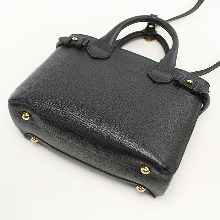 BURBERRY 4023700 2WAY Small Banner Nova Check Tote Bag Calfskin black Women