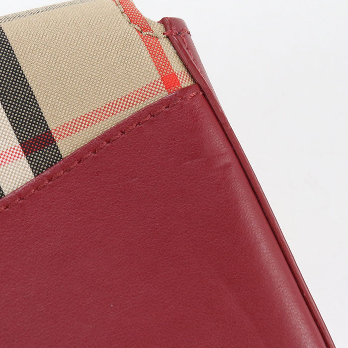 BURBERRY Chain Nova Check Shoulder Bag cotton leather beige Women