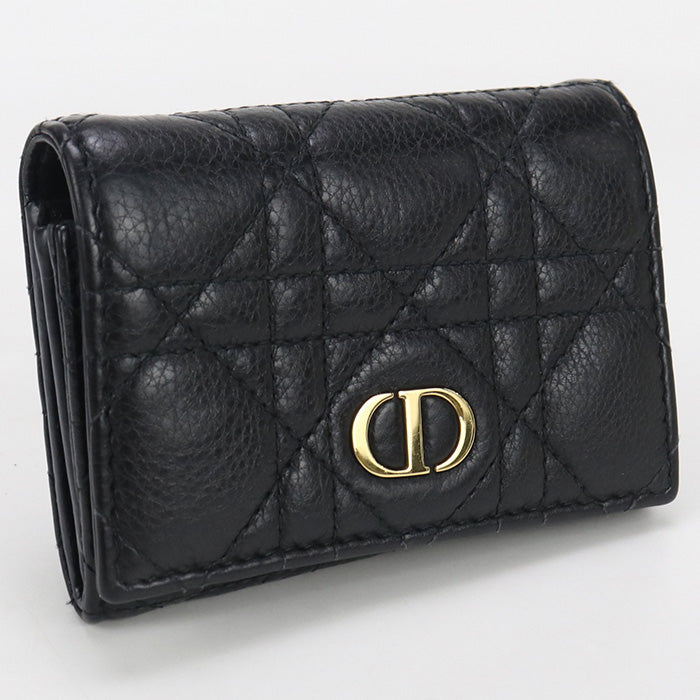 Dior S5132UWHC_M900 Glycine Wallet CARO Folded Calfskin black Women
