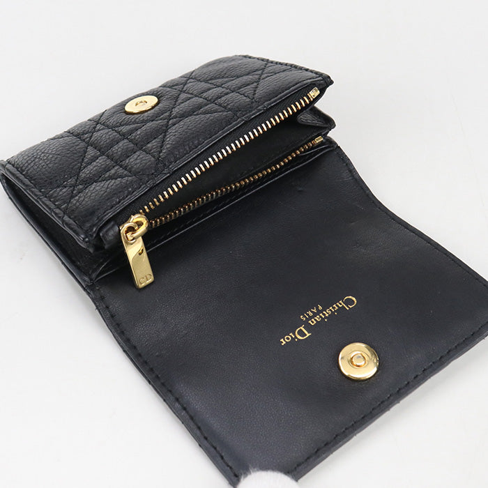 Dior S5132UWHC_M900 Glycine Wallet CARO Folded Calfskin black Women