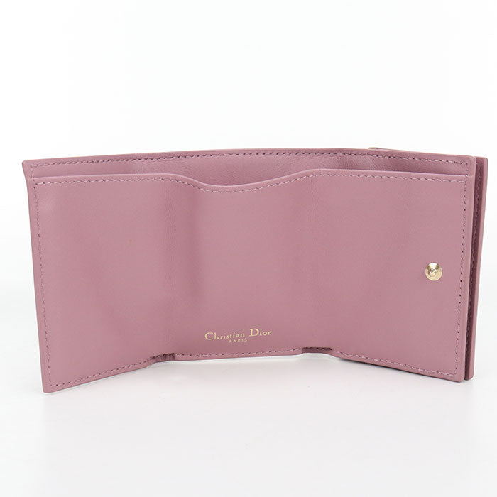Dior 30 Montaigne Tri-fold wallet leather Pink Women