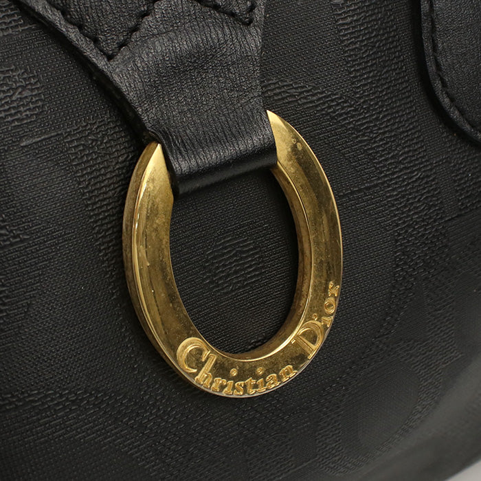 Dior Handbag Trotter pattern with logo Mini Boston bag PVC, leather black Women