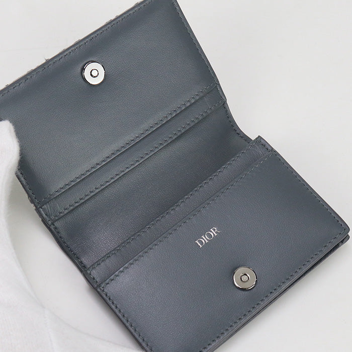 Dior 2ADCH166YKS Business card holder saddle name Jacquard/leather gray mens
