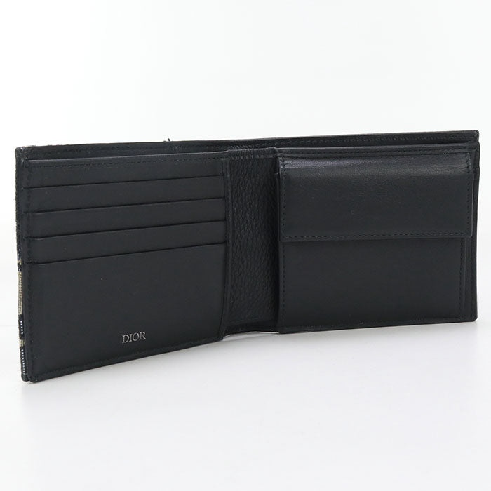 Dior 2ADBC306YKS H05E Folded wallet saddle Dior Oblique navy mens