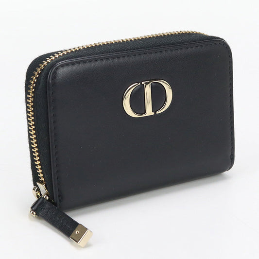 Dior CD89475 Zip card holder Coin Pocket Calfskin Black Women