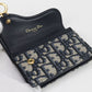 Dior S5611 CTZQ M928 Card Case Saddle Bloom Card Holder Dior Oplique leather, Oplique jacquard canvas Navy Women
