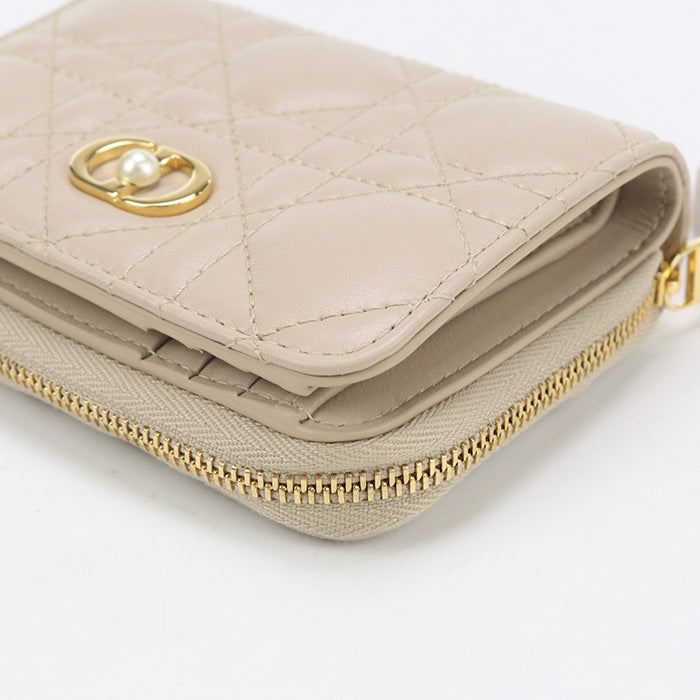 Dior S3111 Bi-fold wallet Dior Jolie Scarlett Wallet lambskin,Fake pearl beige Women