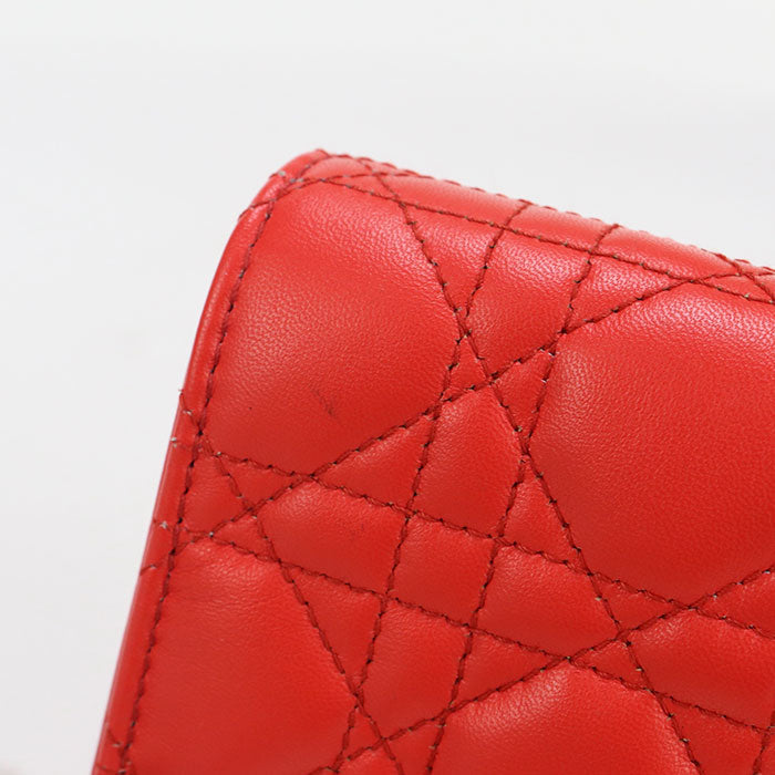 Dior Chain Lady Dior Diagonal shoulder bag Shoulder Bag leather red Women