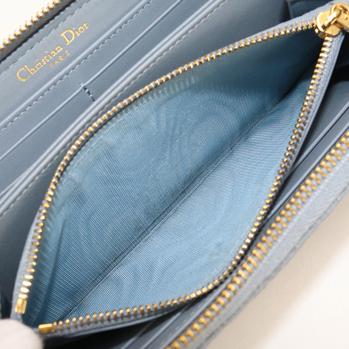 Dior PurseZip Around leather blue Women