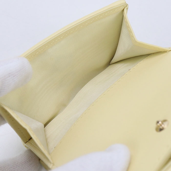 Dior CD95095 Lotus wallet Lady Dior Three fold wallet lambskin yellow Women