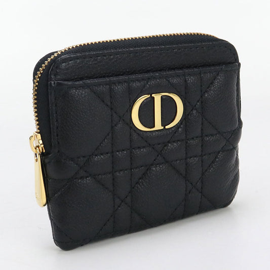 Dior S5177 UWHC M900 Lavender Wallet Dior Caro Coin Pocket Calfskin black Women