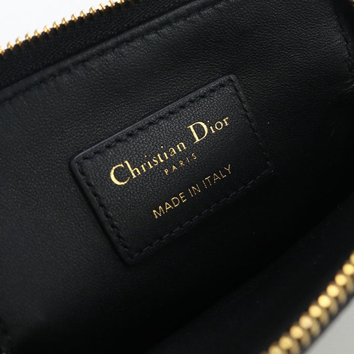 Dior S5177 UWHC M900 Lavender Wallet Dior Caro Coin Pocket Calfskin black Women