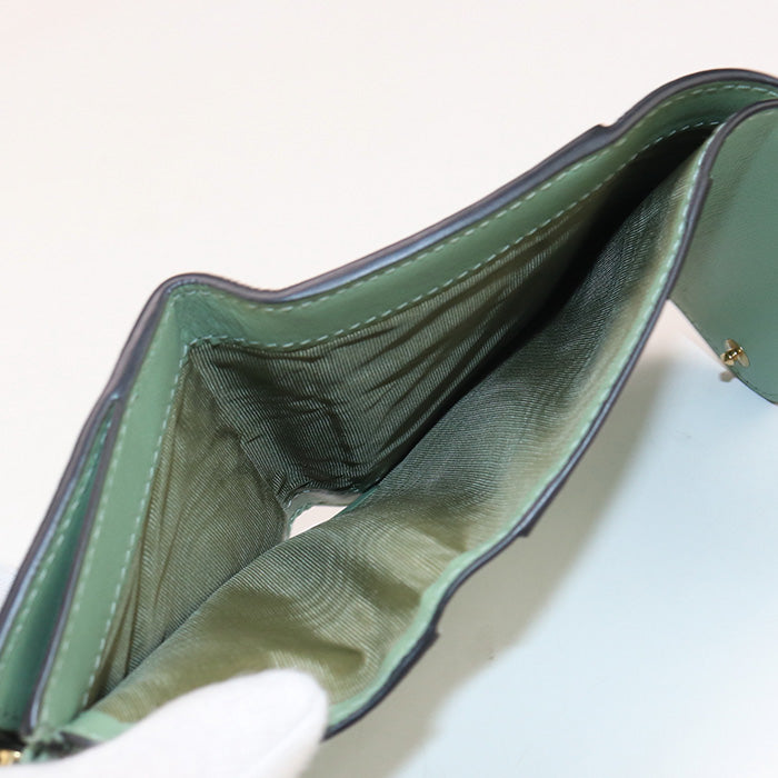 Dior S5652 CCEH Lotus Wallet saddle Three fold wallet leather green Women