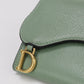 Dior S5652 CCEH Lotus Wallet saddle Three fold wallet leather green Women