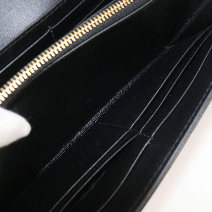 Dior Caro Orchid Long wallet with double coin purse Calfskin black Women