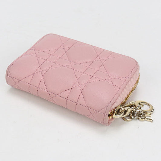 Dior S0985 ONMJ Zip coin case small Lady Dior Coin Pocket leather pink Women