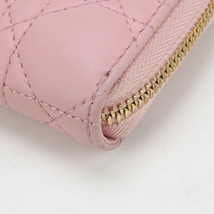 Dior S0985 ONMJ Zip coin case small Lady Dior Coin Pocket leather pink Women