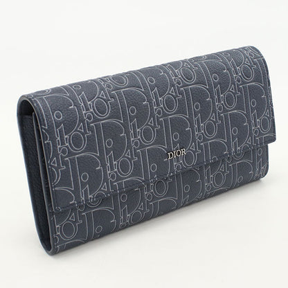 Dior 2ESBC328FGP Long wallet with double fold coin purse Calfskin blue Women