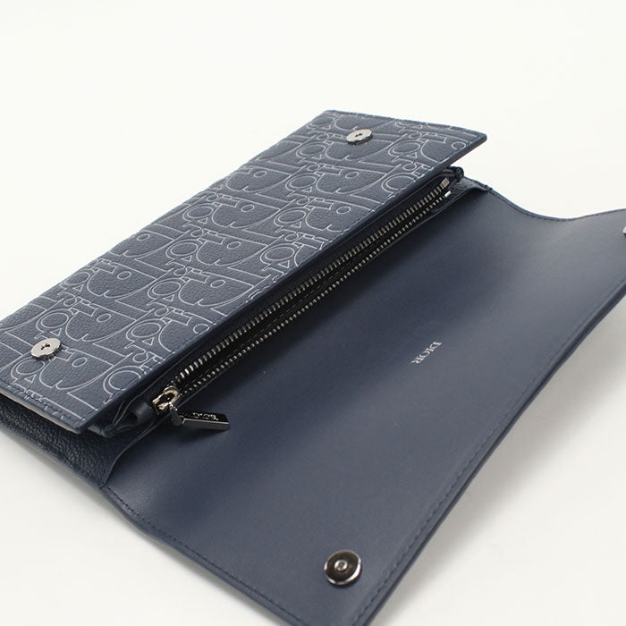 Dior 2ESBC328FGP Long wallet with double fold coin purse Calfskin blue Women