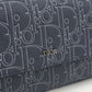 Dior 2ESBC328FGP Long wallet with double fold coin purse Calfskin blue Women
