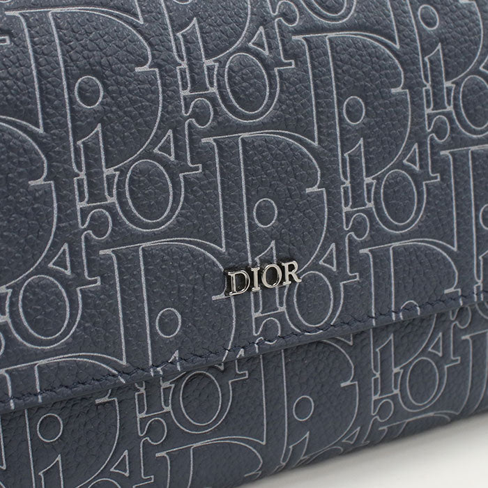 Dior 2ESBC328FGP Long wallet with double fold coin purse Calfskin blue Women